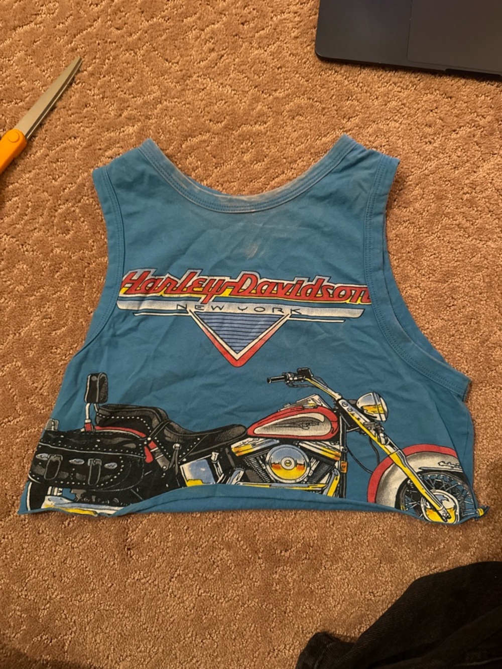 Harley-Davidson Blue Tank Top with Motorcycle Graphic